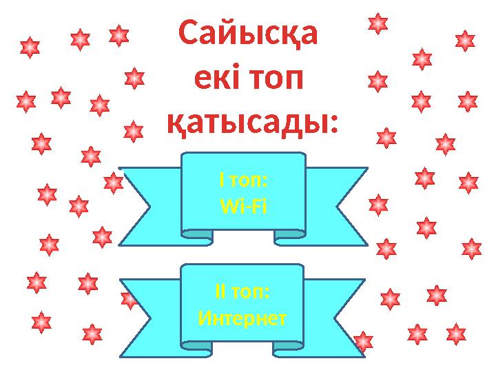 І топ: Wi-Fi ІІ топ: ИнтернетСайысқа екі топ қатысады: