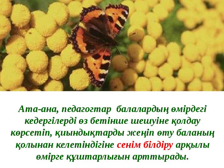 Ата-ана, педагогтар балалардың өмірдегі кедергілерді өз бетінше шешуіне қолдау көрсетіп, қ и ындықтарды жеңіп өту баланың қо