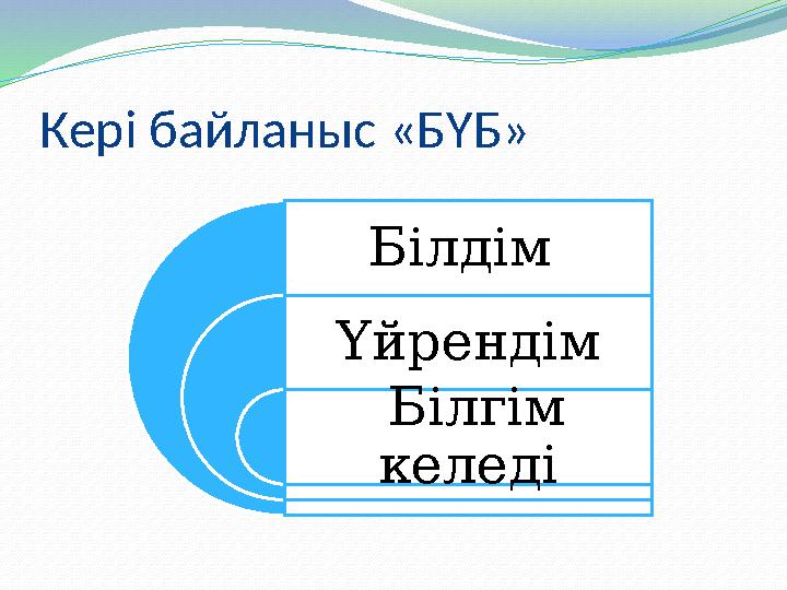 Кері байланыс «БҮБ» Білдім Үйрендім Білгім келеді