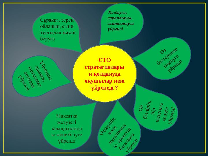 СТО стратегиялары н қолдануда оқушылар нені үйренеді ?