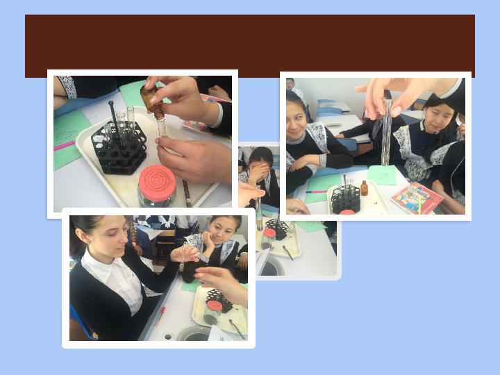 Группа «Неметаллы» выполняет экспериментальную работу