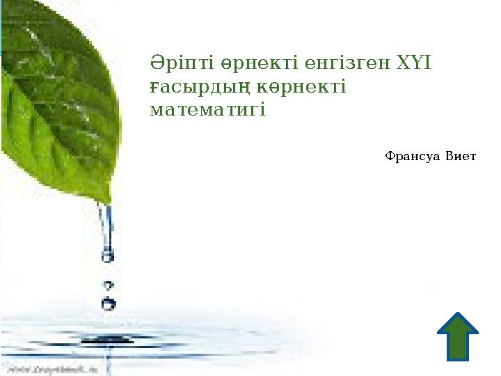 Әріпті өрнекті енгізген ХҮІ ғасырдың көрнекті математигі Франсуа Виет