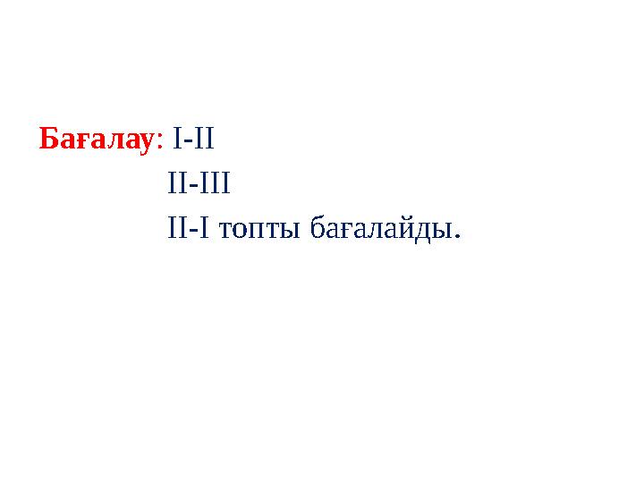 Бағалау : І-ІІ ІІ-ІІІ ІІ-І топты бағалайды.