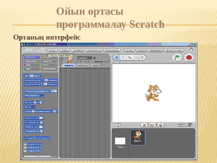 Ортаның интерфейс Ойын ортасы программалау Scratch