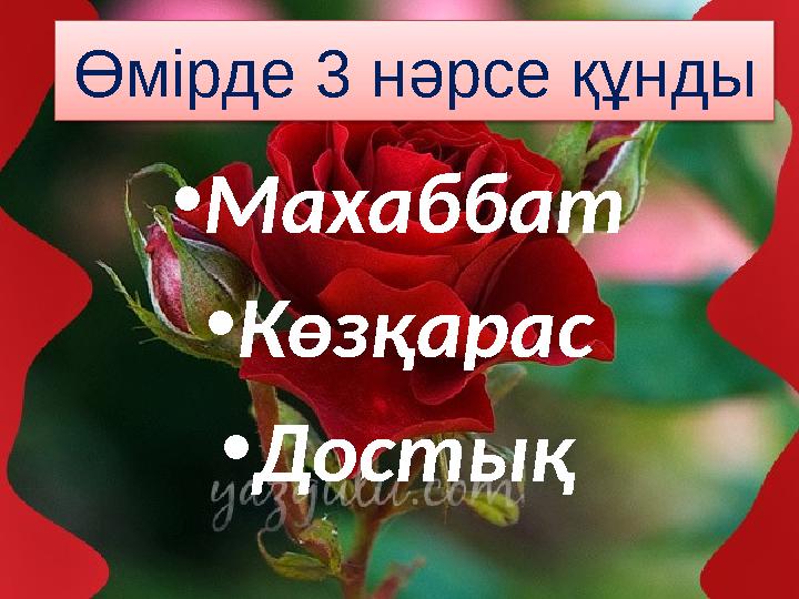 Өмірде 3 нәрсе құнды • Махаббат • Көзқарас • Достық