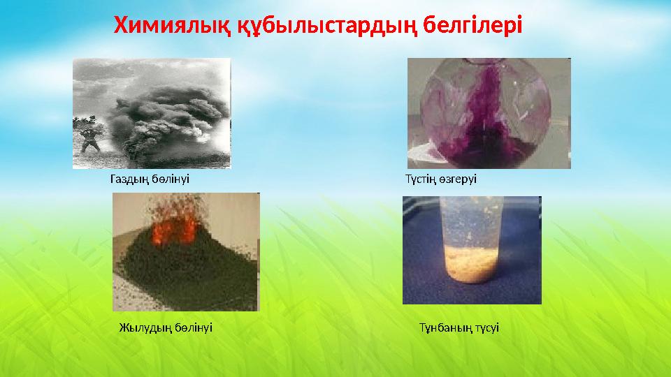 Химиялық құбылыстардың белгілері Газдың бөлінуі