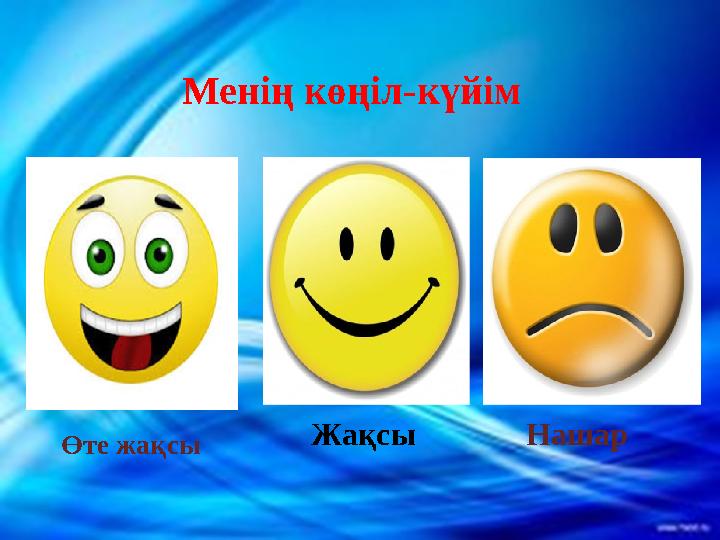 Менің көңіл-күйім Өте жақсы Жақсы Нашар