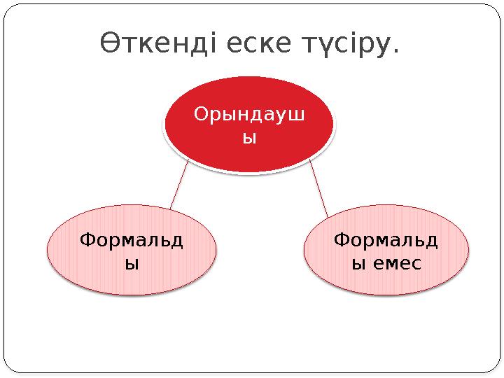 Өткенді еске түсіру. Орындауш ы Формальд ы Формальд ы емес