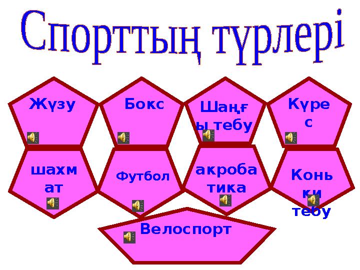 Жүзу Бокс Шаңғ ы тебу Күре с шахм ат Футбол акроба тика Конь ки тебу Велоспорт