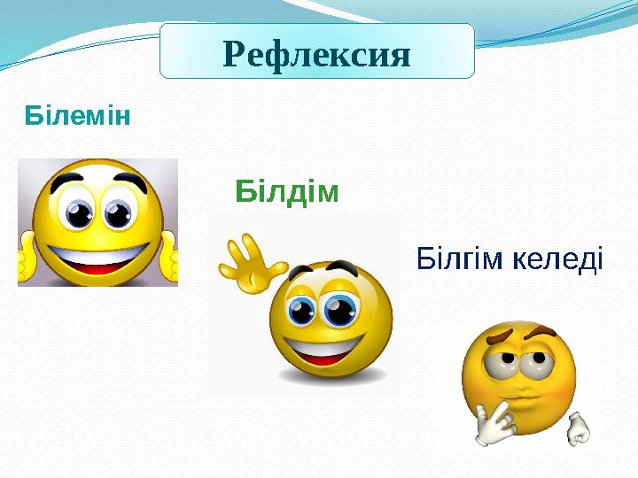 Білемін Білгім келеді Білдім Рефлексия
