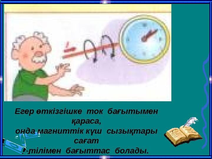 Егер өткізгішке ток бағытымен қараса, онда магниттік күш сызықтары сағат тілімен бағыттас болады.