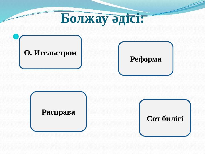 Болжау әдісі:  О. Игельстром Реформа Сот билігі Расправа