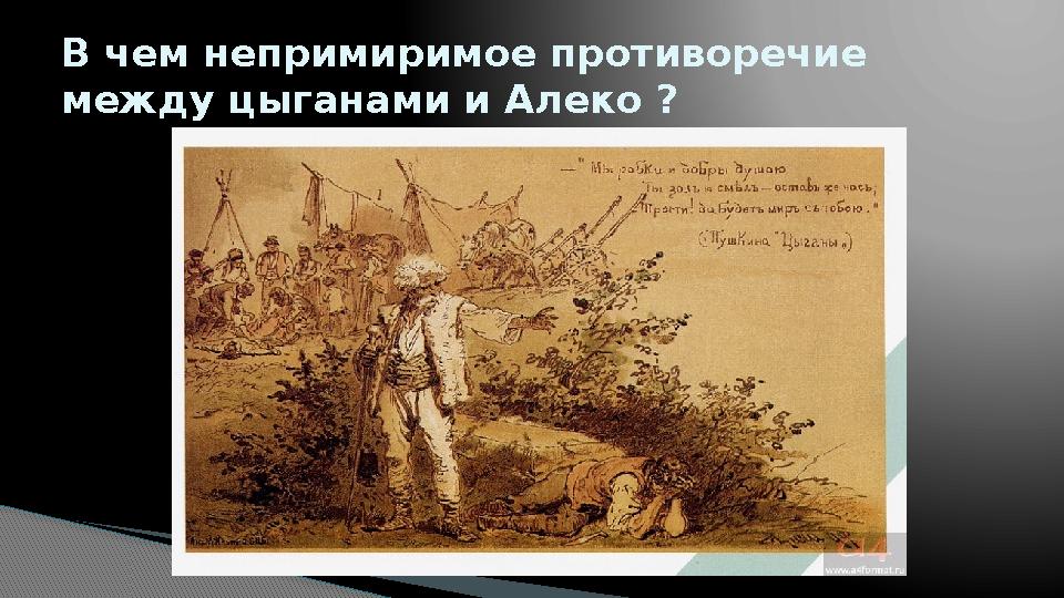 В чем непримиримое противоречие между цыганами и Алеко ?