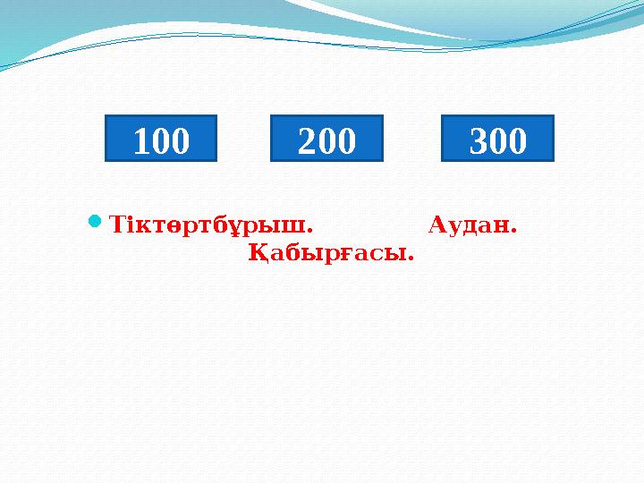 Тіктөртбұрыш. Аудан. Қабырғасы. 100 200 300