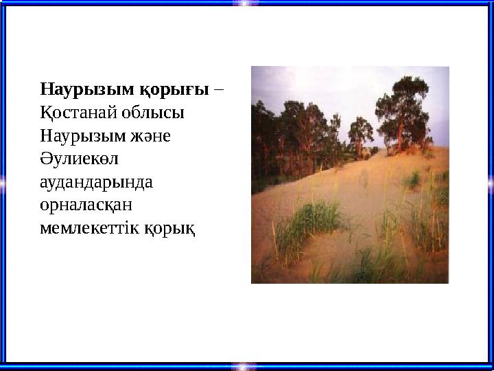 Наурызым қорығы – Қостанай облысы Наурызым және Әулиекөл аудандарында орналасқан мемлекеттік қорық