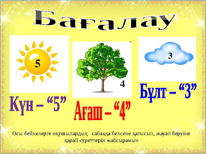 Осы бейнелерге оқушылардың сабаққа белсене қатысып, жауап беруіне қарай суреттерін жабсырамын