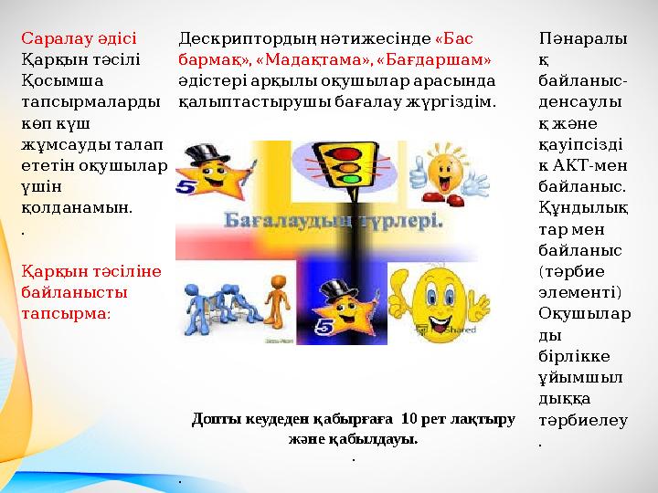 Саралау әдісі Қарқынтәсілі Қосымша тапсырмаларды көпкүш жұмсаудыталап ететіноқушылар үшін . қолданамын . Қарқ