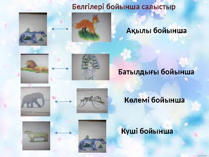 Ақылы бойынша Батылдығы бойынша Көлемі бойынша Күші бойынша Белгілері бойынша салыстыр