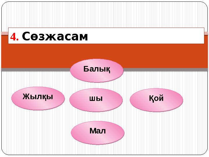 4. Сөзжасам шыЖылқы ҚойБалық Мал шы Жылқы Қой Балық Мал