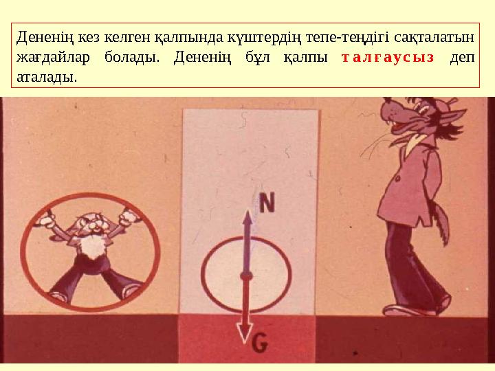 Дененің кез келген қалпында күштердің тепе-теңдігі сақталатын жағдайлар болады. Дененің бұл қалпы талғаусыз деп аталады.