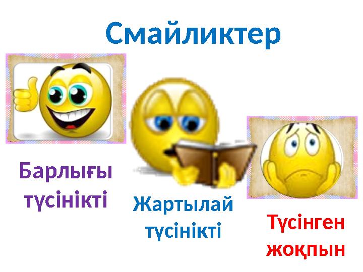 Смайликтер Барлығы түсініктіЖартылай түсінікті Түсінген жоқпын