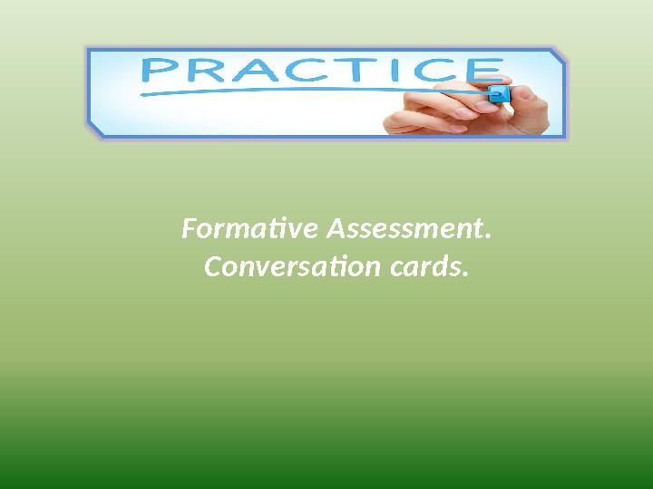 Formative Assessment. Conversation cards.