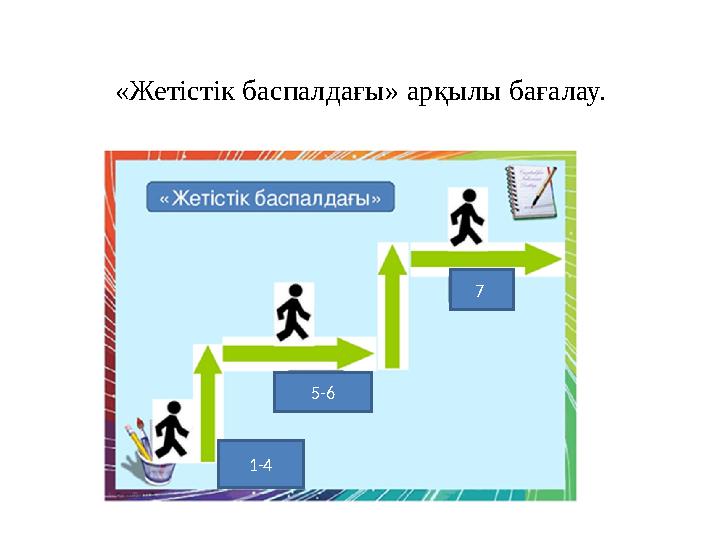 «Жетістік баспалдағы» арқылы бағалау. 1-4 5-6 7