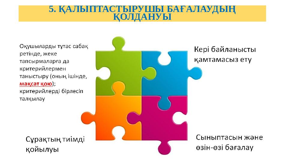 5. ҚАЛЫПТАСТЫРУШЫ БАҒАЛАУДЫҢ ҚОЛДАНУЫ
