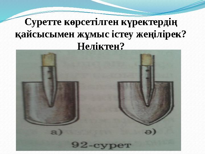 Суретте көрсетілген күректердің қайсысымен жұмыс істеу жеңілірек? Неліктен?