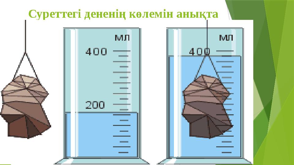 Суреттегі дененің көлемін анықта