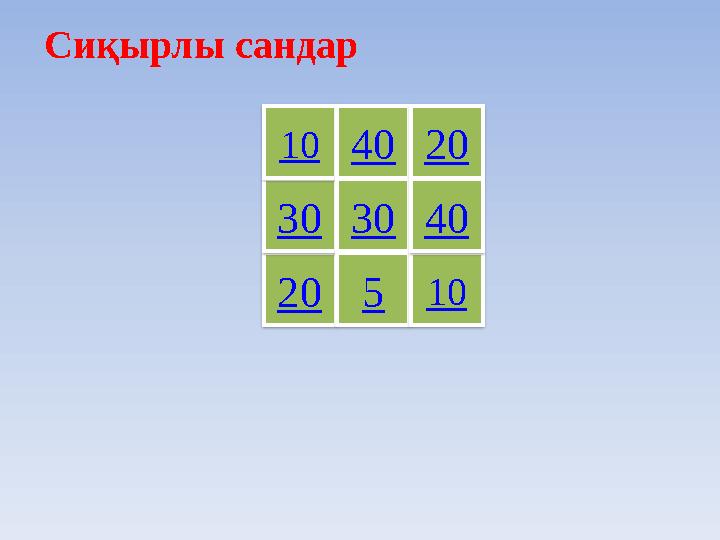 20 30 10 40 30 5 10 20 40 Сиқырлы сандар