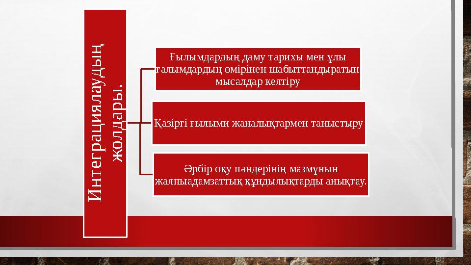 И н т е г р а ц и я л а у д ы ң ж о л д а р ы . Ғылымдардың даму тарихы мен ұлы ғалымдардың өмірінен шабыттандыратын мысалд