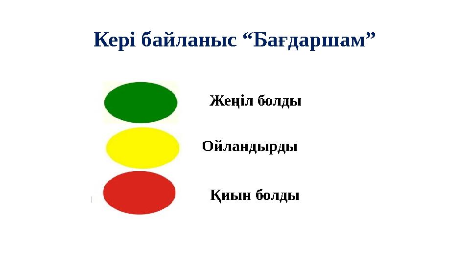 Кері байланыс “Бағдаршам” Жеңіл болды Ойландырды Қиын болды