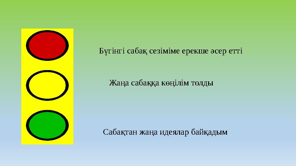 Бүгінгі сабақ сезіміме ерекше әсер етті Жаңа сабаққа көңілім толды Сабақтан жаңа идеялар байқадым