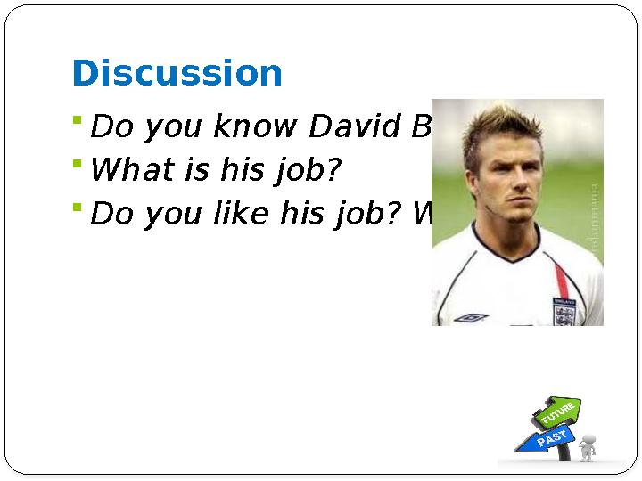 Discussion Do you know David Beckham? What is his job? Do you like his job? Why?