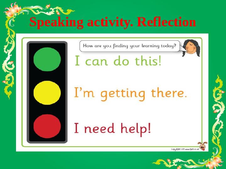 Speaking activity. Reflection