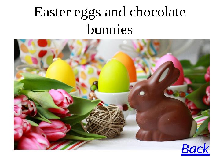 Easter eggs and chocolate bunnies Back