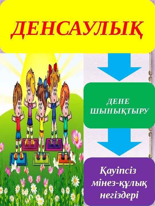 ДЕНСАУЛЫҚ ДЕНЕ ШЫНЫҚТЫРУ Қауіпсіз мінез-құлық негіздері
