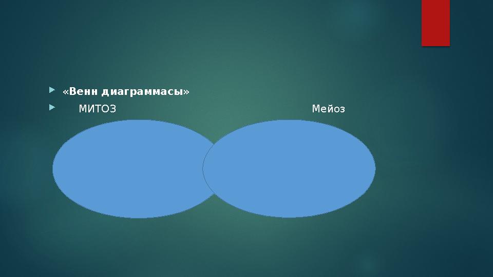 «Венн диаграммасы»  МИТОЗ Мейоз