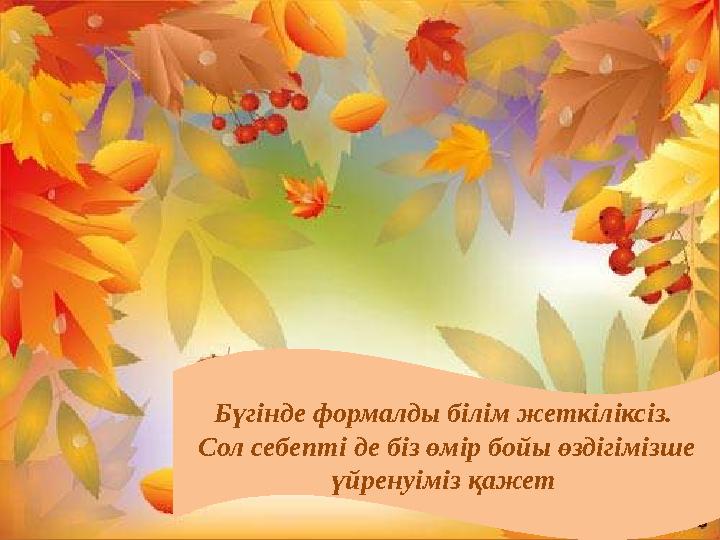 Бүгінде формалды білім жеткіліксіз. Сол себепті де біз өмір бойы өздігімізше үйренуіміз қажет
