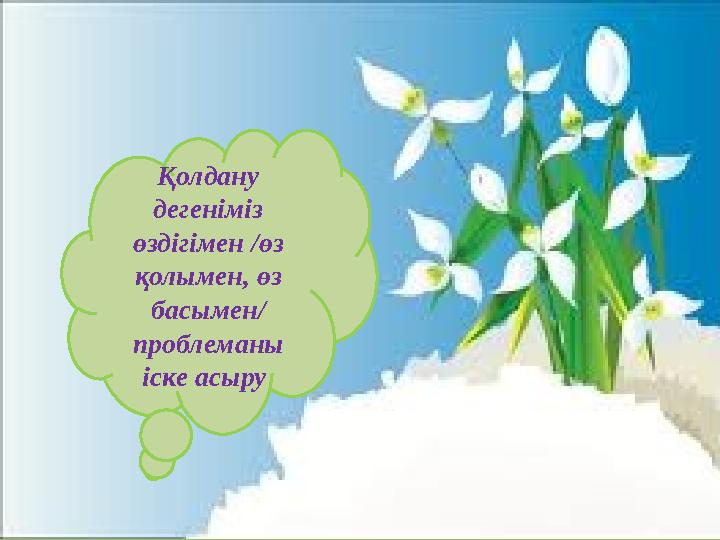 Қолдану дегеніміз өздігімен /өз қолымен, өз басымен/ проблеманы іске асыру