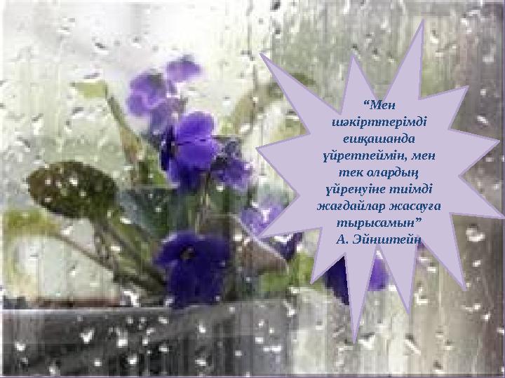 “Мен шәкірттерімді ешқашанда үйретпеймін, мен тек олардың үйренуіне тиімді жағдайлар жасауға тырысамын” А. Эйнштейн