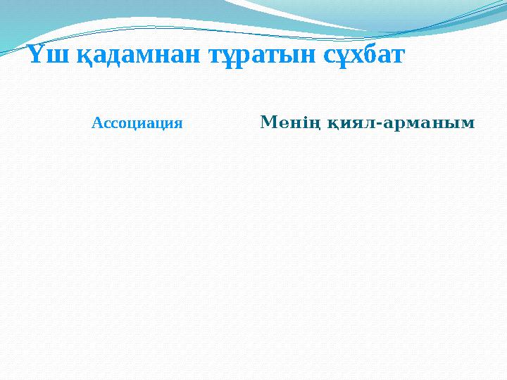 Үш қадамнан тұратын сұхбат Ассоциация Менің қиял-арманым
