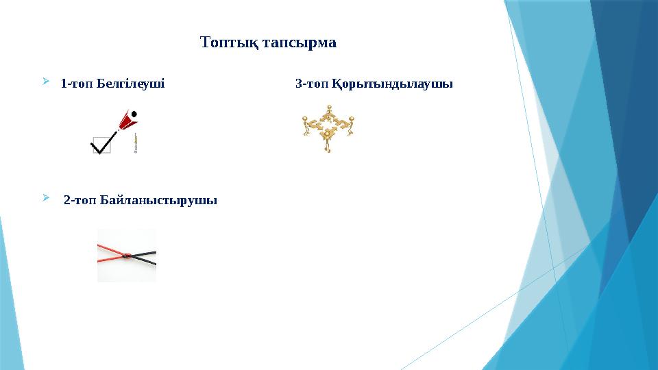 Топтық тапсырма 1-топ Белгілеуші 3-топ Қорытындылаушы