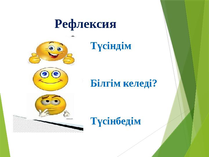 Рефлексия Түсіндім Білгім келеді? Түсінбедім
