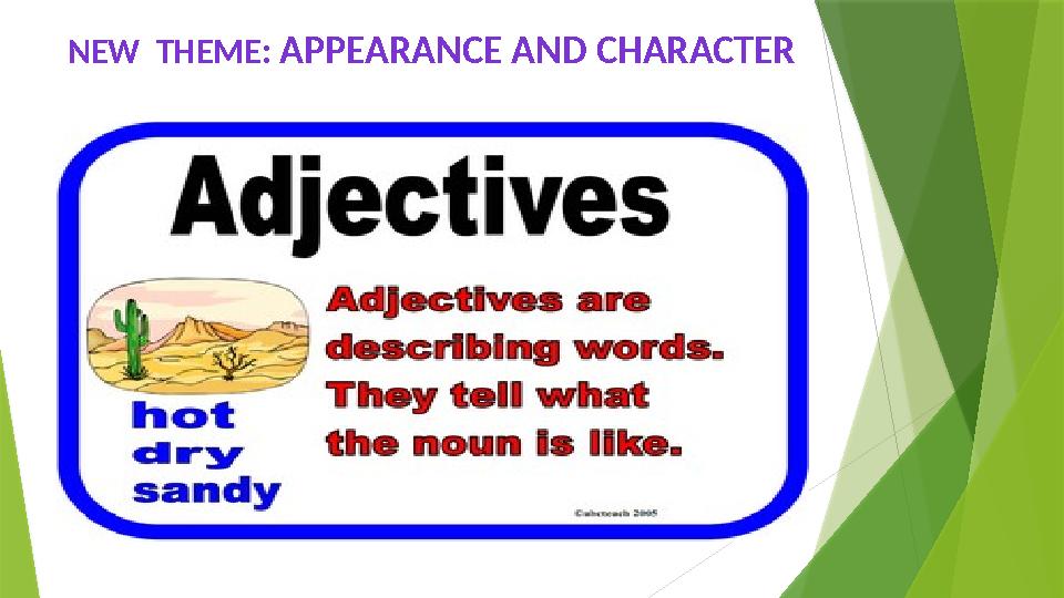 NEW THEME: APPEARANCE AND CHARACTER