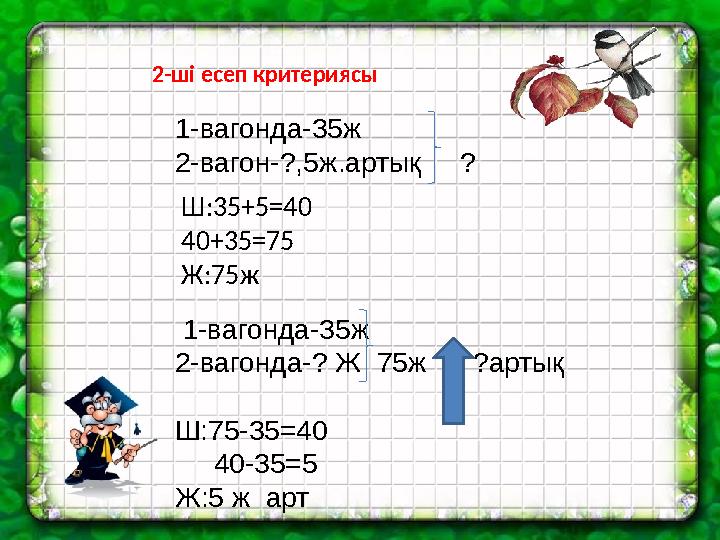 1 -вагонда-35ж 2-вагон-? ,5ж.артық ?