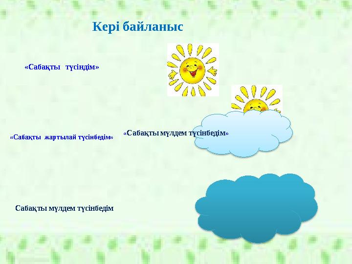 Кері байланыс «Сабақты түсіндім » «Сабақты жартылай түс