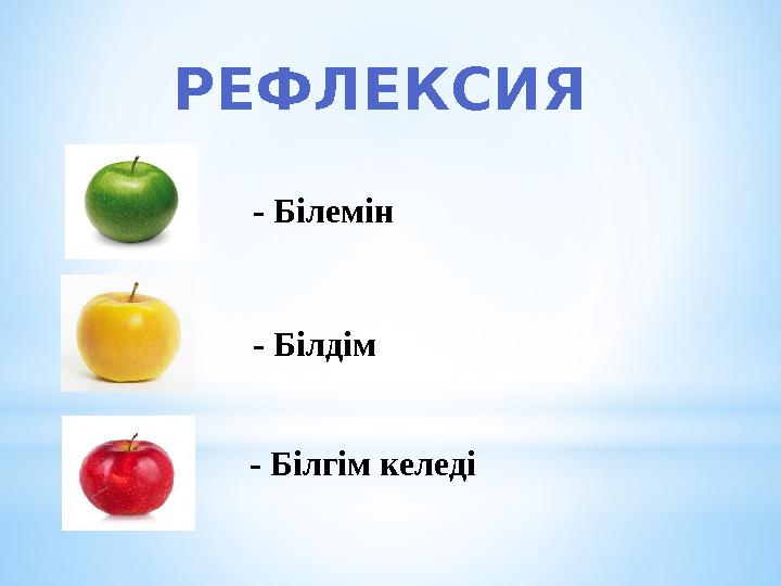 РЕФЛЕКСИЯ - Білемін - Білдім - Білгім келеді