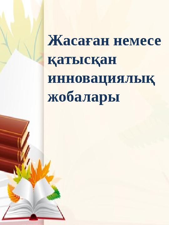 Жасаған немесе қатысқан инновациялық жобалары